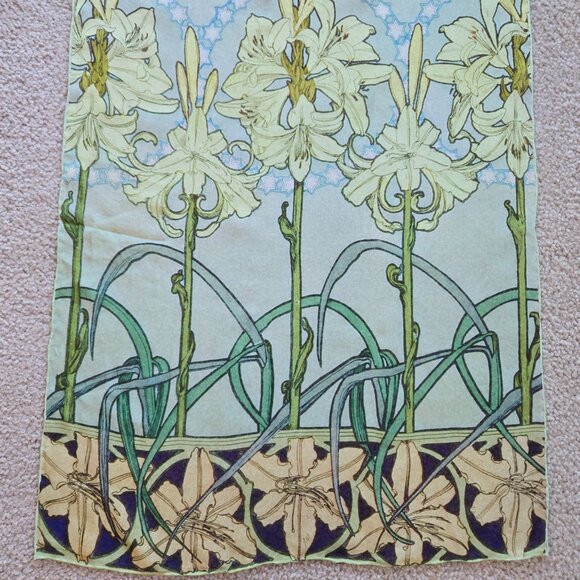 Alphonse Mucha Lily Silk Chiffon Scarf - Picture 7 of 10
